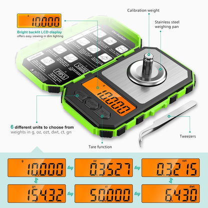 Brifit Electronic Digital Scale 0.001g/50gMini Scale Precision Professional Pocket Scale Milligram with 50g Calibration Weights
