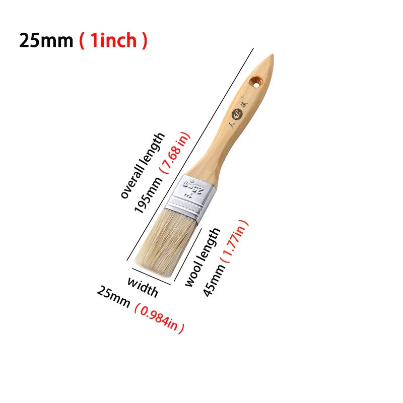 Pig White Mane Brush Wooden Handle Tool Decoration Paint Coating Latex Cleaning Barbecue Baking Painting