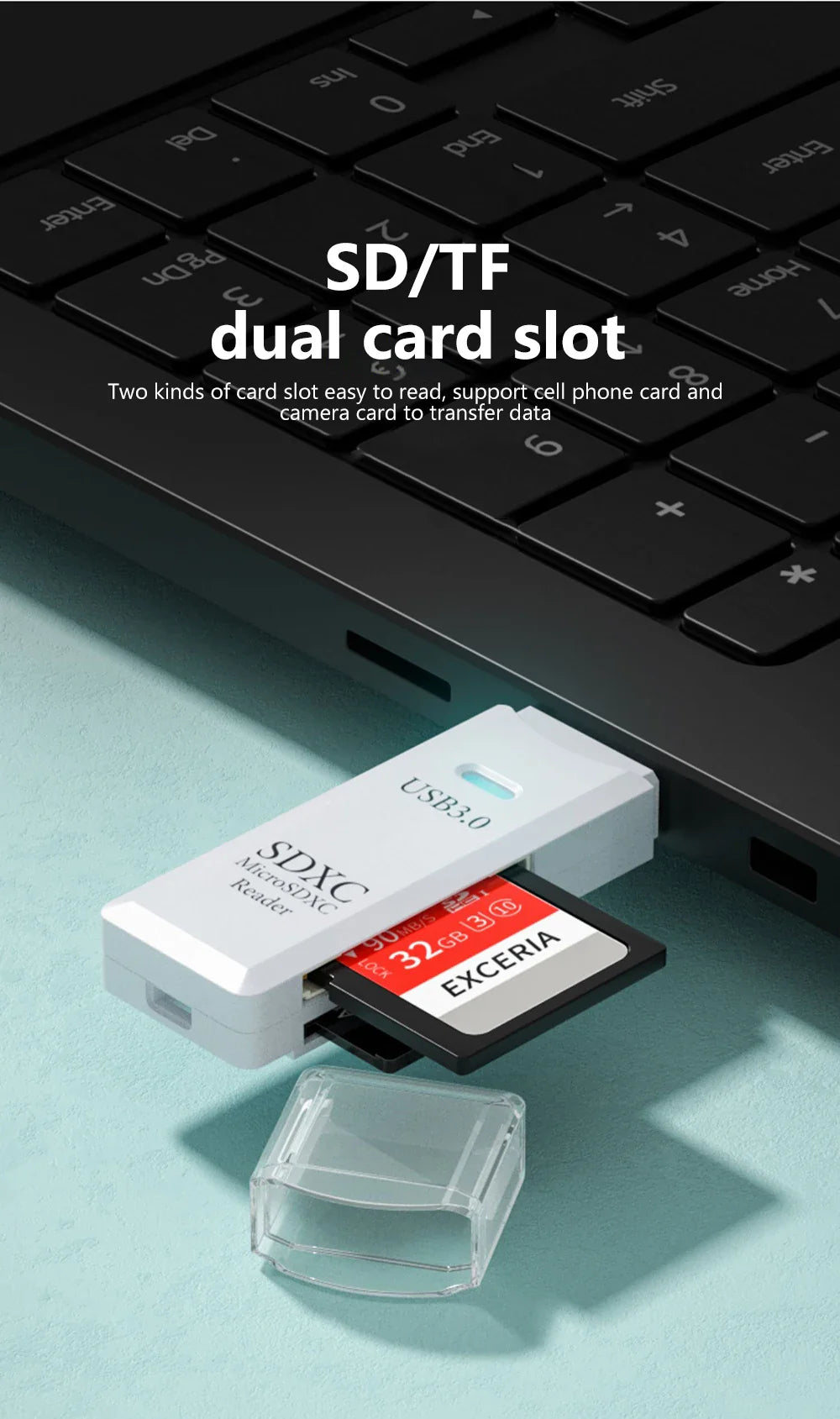 2 in 1 USB 3.0 Card Reader Micro TF sd card Reader usb adapter High Speed Cardreader TF Memory card For PC Laptop Accessories