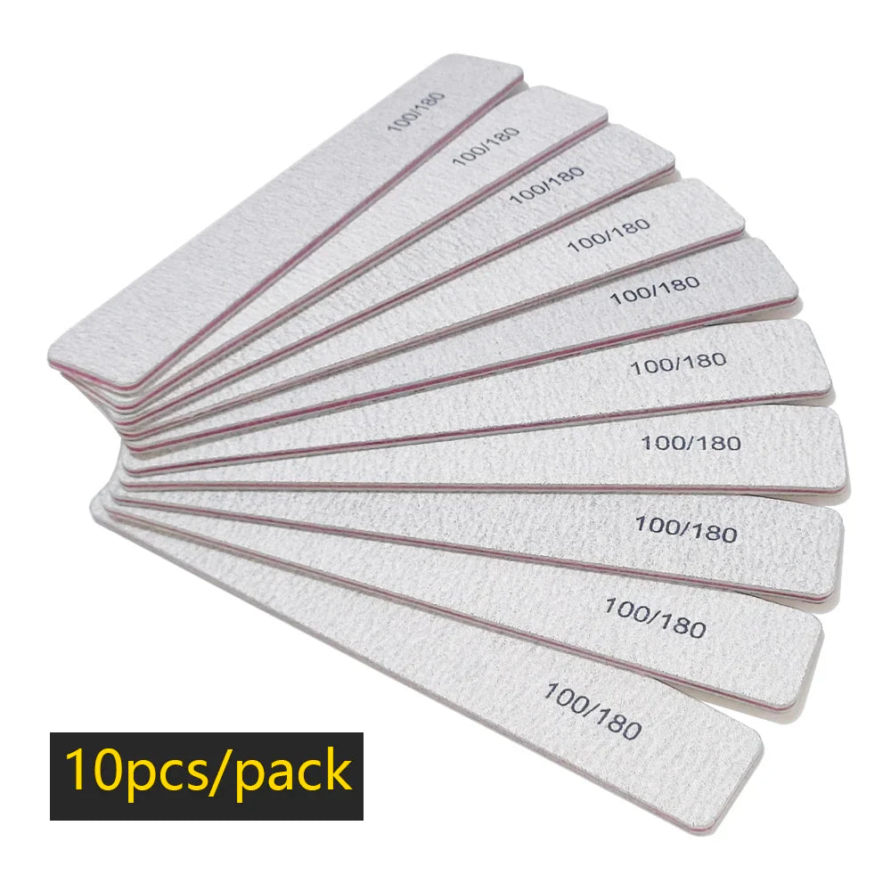 Nail File Buffer 100/180 Grit Half Moon Nail Files Double Side Sandpaper Nail Sanding Grinding Gel Nail Polish Manicure Tool