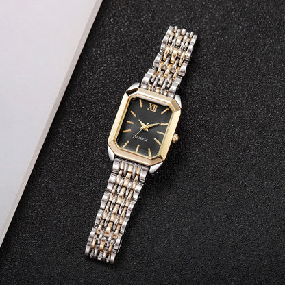 Fashion Mix Gold Women Quartz Watch Ladies Rectangle Roma Dial Wristwatch Reloj Mujer Girls Clock Gift (Without Box)