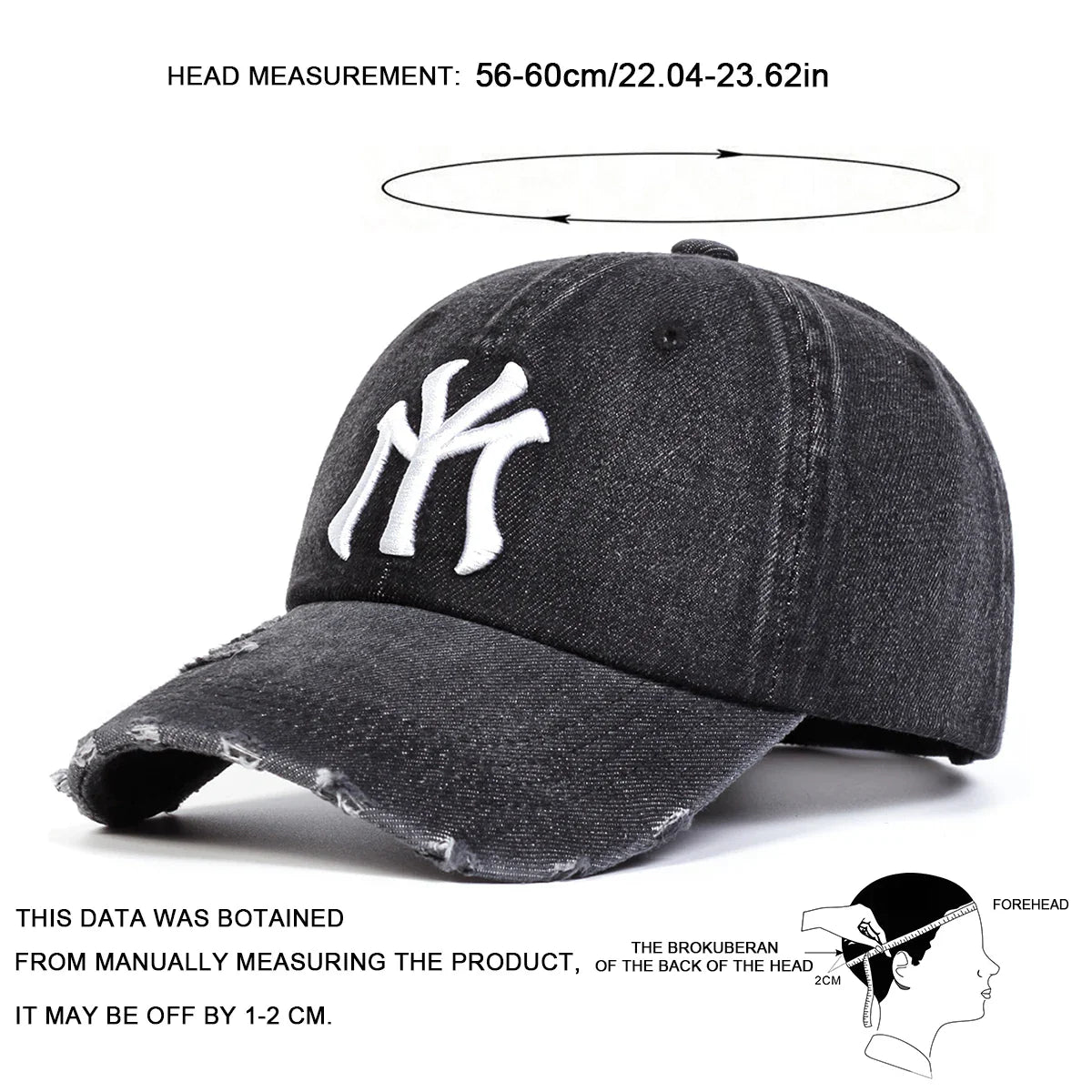 Unisex Letter Embroidery Hole Denim Baseball Caps Spring Autumn Outdoor Adjustable Casual Hats Sunscreen Hat