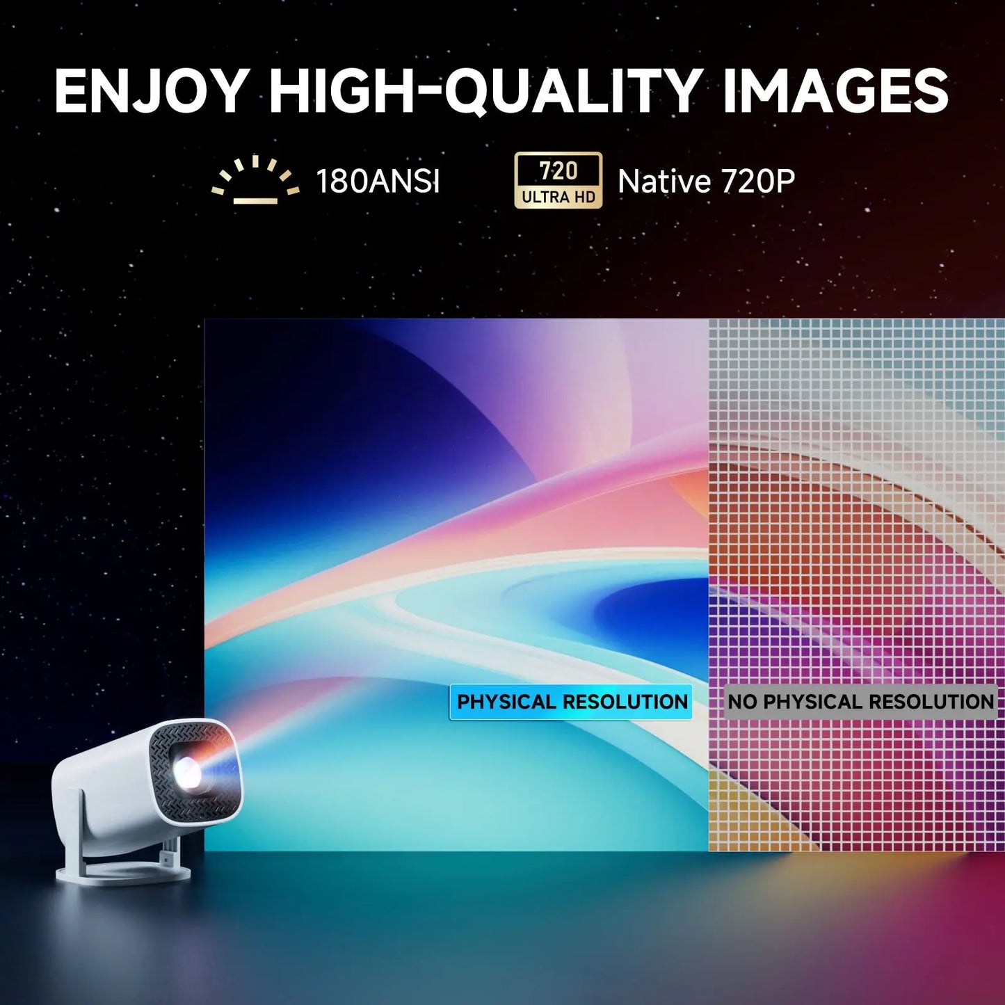 P30PRO Android 14 Smart Mini Projector WiFi6 BT 5.0 Supports 4K 1280 * 720P Supports Screen Mirroring Home Theater Projector