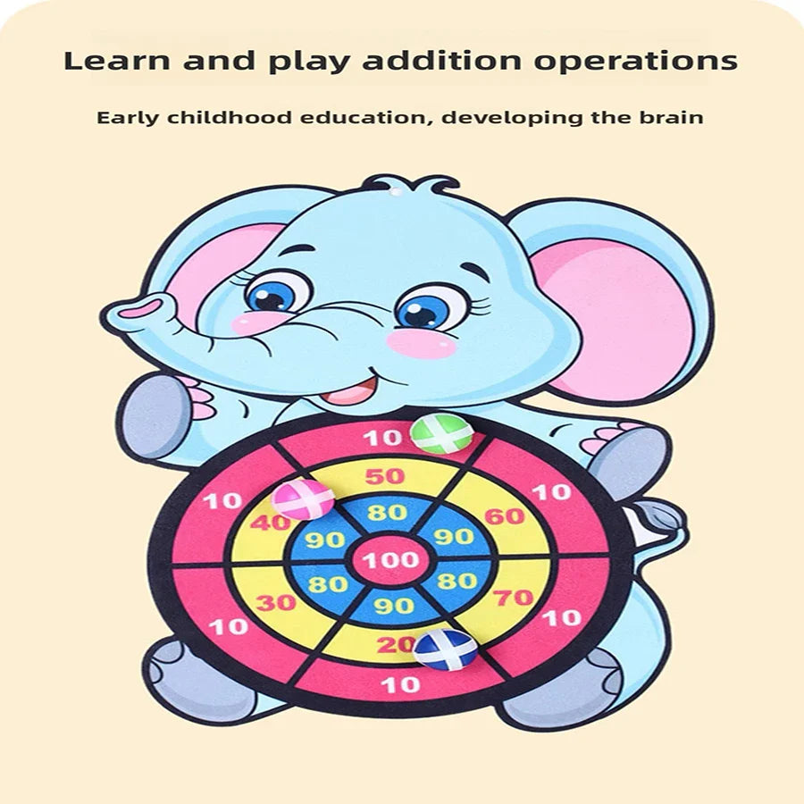 1set- Dart Board for Kids with 3 Sticky Balls Indoor Outdoor Sport Party Games Cartoon Animal Dart Board Toys Christmas Gift