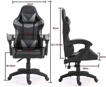mcc direct Swivel Faux Leather Office Chair Racing Sports Gaming Tilt Computer Desk Chair with Headrest & Lumbar Cushion A