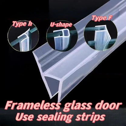 H-shaped, F-shaped, U-shaped Frameless Glass Door Sealing Strip, Bathroom Water Blocking Sealing Strip