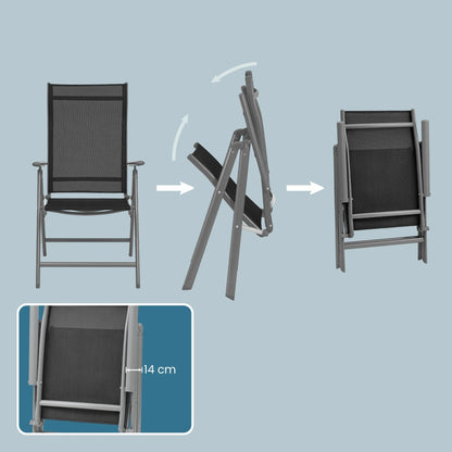 SONGMICS Set of 2 Folding Garden Chairs, Outdoor Chairs with Metal Frame, 8-Angle Reclining Backrest, Max. Capacity 150 kg per Chair