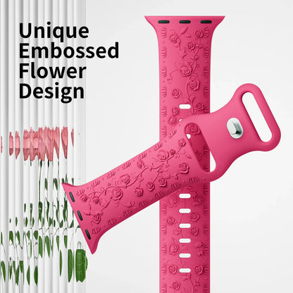 For Apple Watch Band 42mm 41mm 40 45mm 49mm 44mm Floral Engraved bracelet correa for iwatch series11 10 9 7 SE 6 8 Ultra 2 Strap