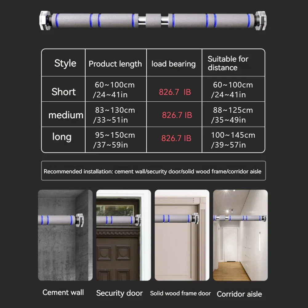 Telescopic Doorway Pull Up Bar Non-Slip Chin-Up Fitness Equipment Adjustable Home Gym Strength Training Heavy Duty For Men Women