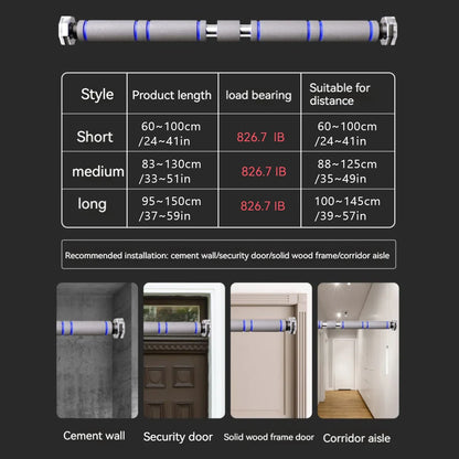 Telescopic Doorway Pull Up Bar Non-Slip Chin-Up Fitness Equipment Adjustable Home Gym Strength Training Heavy Duty For Men Women