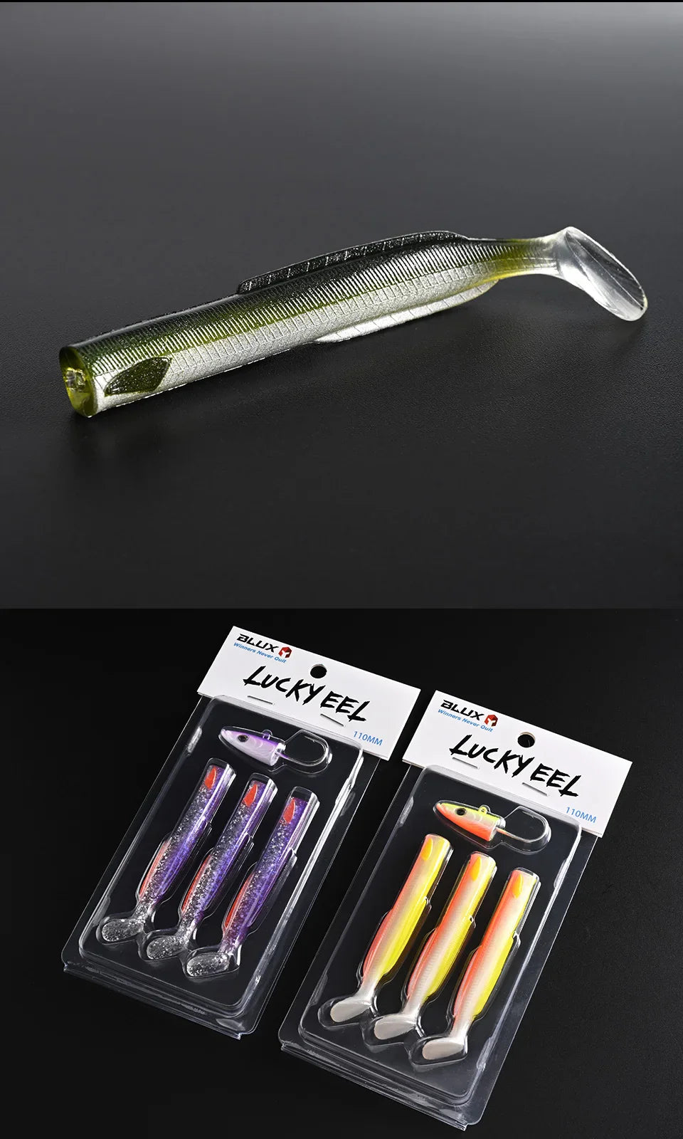 BLUX Happy Sandeel 11cm 17g Soft Live Eel Fishing Lure Paddle Tail Jig Head Hook Vinyls Vibration Artificial Bait Saltwater Gear