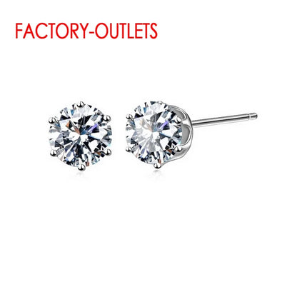 New Arrival Factory Cheap Price 925 Sterling Silver Korean Style Fashion Jewelry Stud Earrings Shinny Crystal Fast Shipping