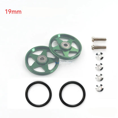 2pcs 15418 13-12mm Aluminum Alloy Guide Rollers 15461/15426 2023Jcup 95160 19mm Roller With Rubber Ring Tamiya Mini 4WD Homemade