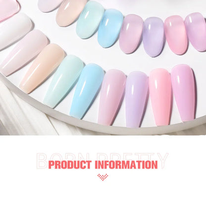 BORN PRETTY 15ml Jelly Nude Rubber Base Gel Natural Milky White Clear Semi permanent Self-Leveling Soak Off UV LED Gel Varnish