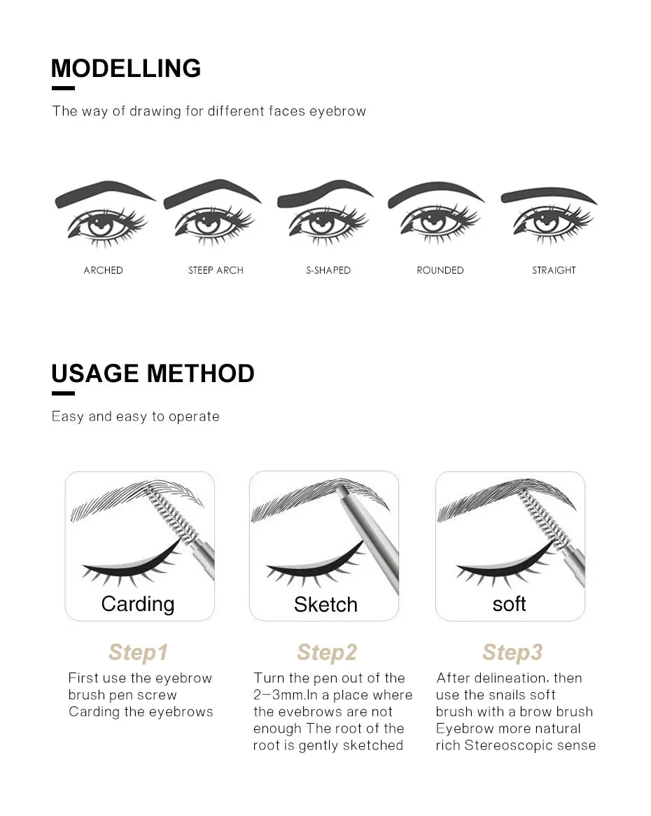 HANDAIYAN Eyebrow Pencil Automatic Rotating Double Head Long Lasting Natural Waterproof 5 Color Triangle Eyebrow Pen Make Up
