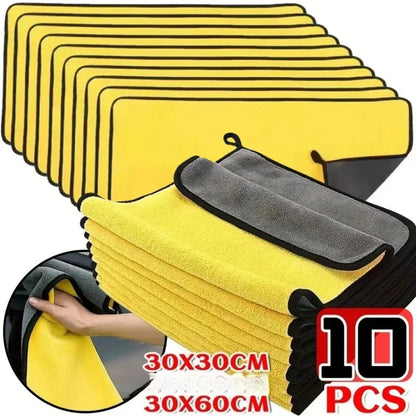 Double Layer Wash Cloth Microfiber Car Cleaning Towels 30X60cm 1/2/3/6/10pcs Soft Quick Drying for Windows Mirrors Wiping Rags