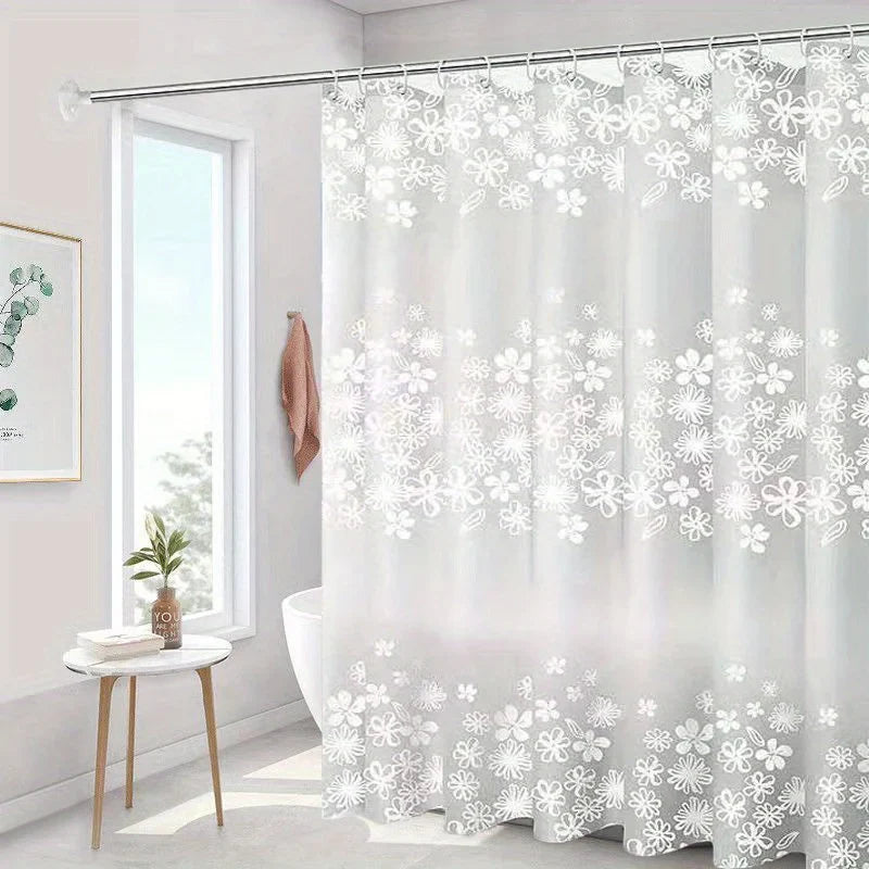 1pc Printed Shower Curtain,180*180cm* 70*70.8inch Bathroom Non Perforated Polyester/PEVA Partition Door Curtain,Hanging Curtain