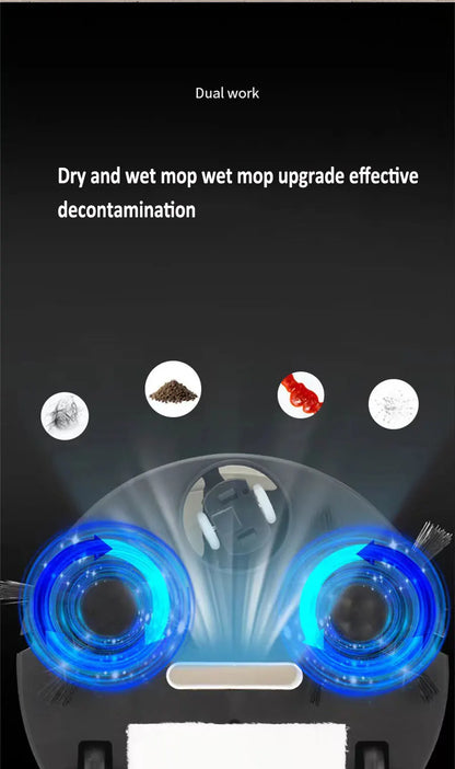 Smart USB Sweeping Robot Vacuum Cleaner 3-in-1 Wireless Mopping 1800Pa Powerful Cleaning for Home Office Floors