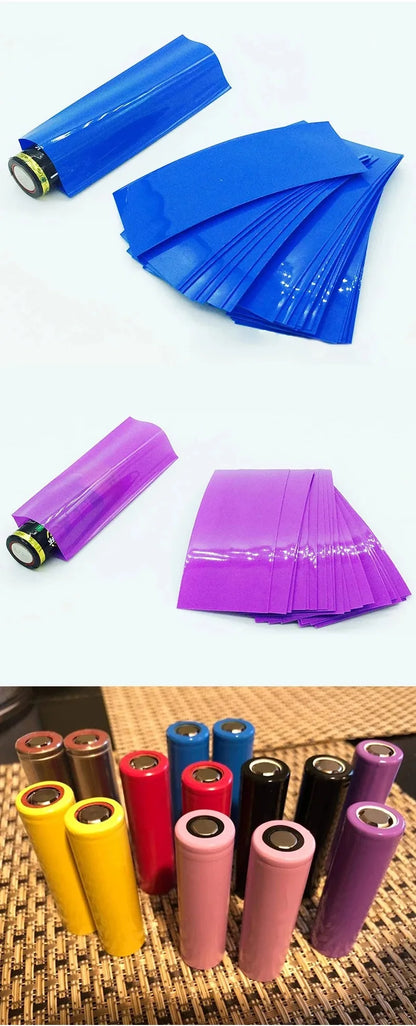 100Pcs Flat PVC Heat Shrink Tubing Tube For 18650 Battery Shrink Film Sleeve Shrink Film Self-Adhesive Insulator