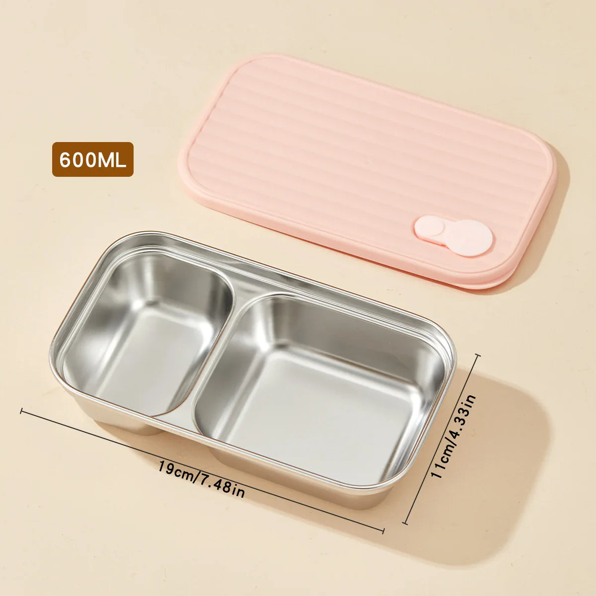 WORTHBUY 304 Stainless Steel Lunch Box With Lid Portable Fruit Salad Food Container Stackable Leak Proof Bento Box For Student