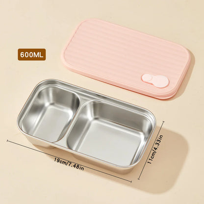 WORTHBUY 304 Stainless Steel Lunch Box With Lid Portable Fruit Salad Food Container Stackable Leak Proof Bento Box For Student
