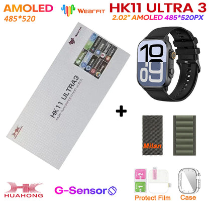 Upgrade Hk11 Ultra 3 Gen2 SmartWatch 4GB ROM AI ROBOT AMOLED Network 49mm G-Sensor ChatGPT NFC Compass GPS 3D Menu Music Watch