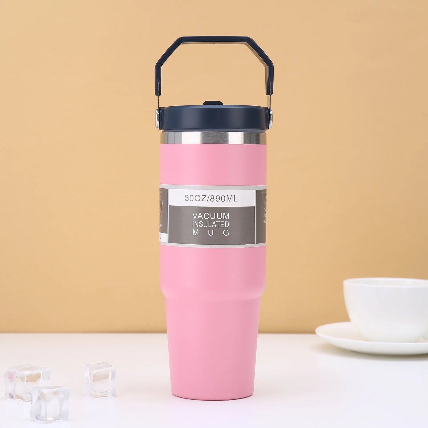 890ML Stainless Steel Thermos Cup with Straw  Keep Cold and Hot Car Coffee Cup Portable Vacuum Flask Travel Thermos Water Bottle
