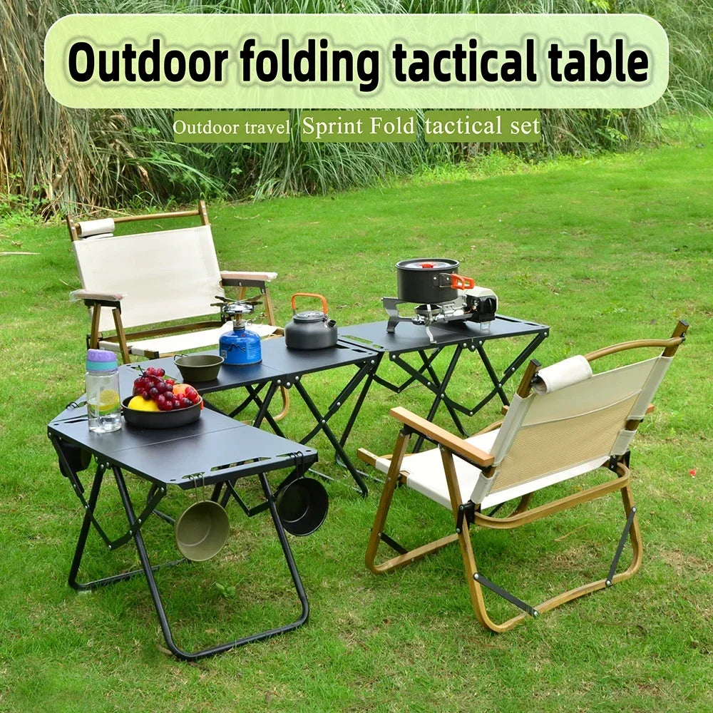 Portable Foldable Beach & Camping Table, Hollow Edge Picnic Table, Lightweight Hangable Outdoor Table for Travel