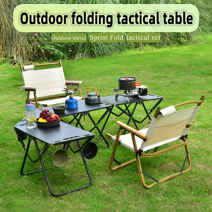 Portable Foldable Beach & Camping Table, Hollow Edge Picnic Table, Lightweight Hangable Outdoor Table for Travel