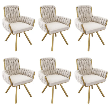 Set of 2/4/6,velvet dining chair,Armchair,single luxurious Leisure swivel chair with four metal support legs,beige