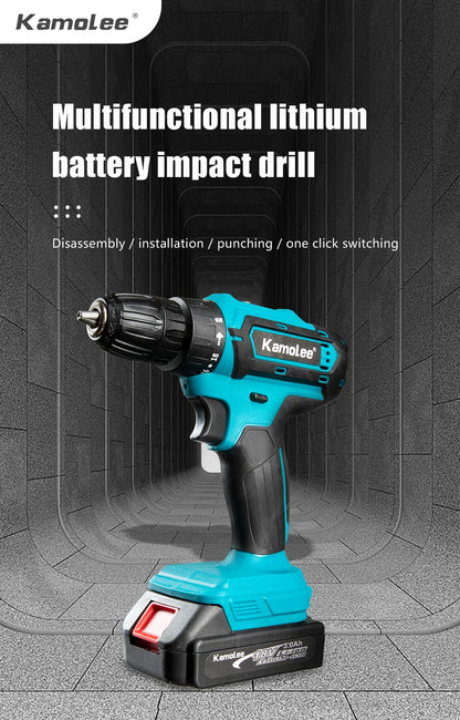 Kamolee 10mmElectric hand drill impact drill household small pistol drill multifunctional rechargeable electric screwdriver tool