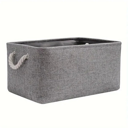 Folding Linen Fabric Storage Basket Multi-functional Sundries Storage Bag with Handle Organizer Box for Underwear Sock Baby Toys