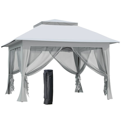 Outsunny 3.6 x 3.6 m Pop up Gazebo with Netting and Wheeled Carry Bag, UPF50+ Height Party Tent Instant Canopy Sun Shade Shelter