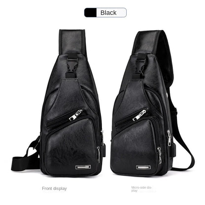 Spot Men's Chest Bag With Headphone Hole USB Shoulder
