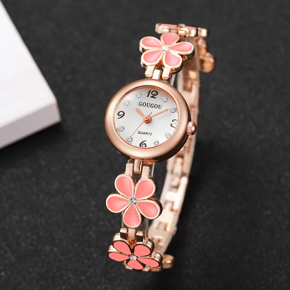 Fashion Flower Bracelet Strap Women Watches Ladies Diamond Arabic Numeral Dial Wristwatches Reloj Mujer（Without Box）
