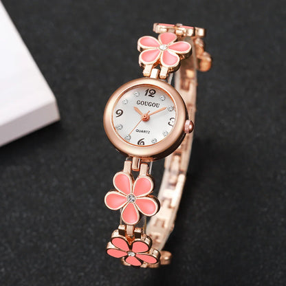Fashion Flower Bracelet Strap Women Watches Ladies Diamond Arabic Numeral Dial Wristwatches Reloj Mujer（Without Box）