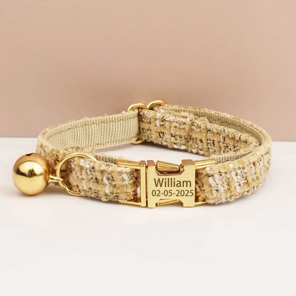 Personalized Metal Hardware Cat Collar And Leash Set with Bell Engraving ID Tag for Kittens Pet Accessories