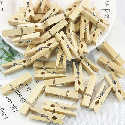 Mini 25mm Natural Wood Clip Clothes Organizer Photo Clip Clothespin Clothespin Wedding Party Wooden Clip  Pendant 10/100 Pcs