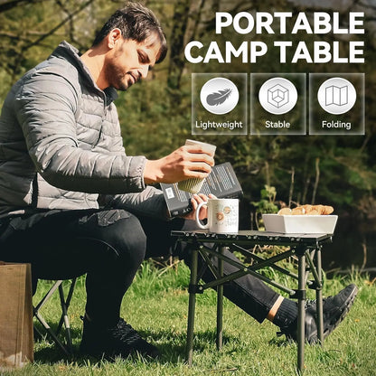 Folding Camping Table, Collapsible w/ Carry Bag, Sturdy Legs & Large Flat Surface for Picnic BBQ Beach Hiking, Compact Durable