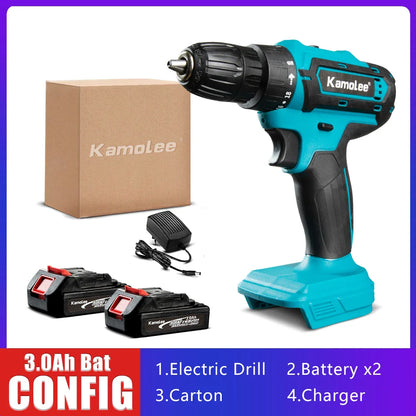 Kamolee 10mmElectric hand drill impact drill household small pistol drill multifunctional rechargeable electric screwdriver tool