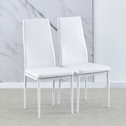 BonChoice Set of 2/4/6 Dining Chairs PU Leather/Velvet High Back With Metal Legs For Dining Room Kitchen Restaurant Office