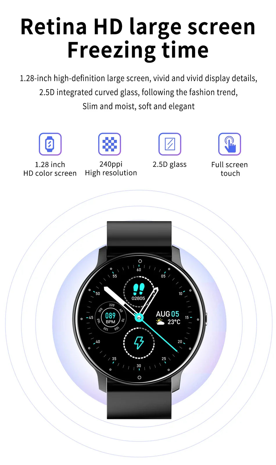 LIGE Smart Watch Women Men Full Touch Screen Bluetooth Call Smartwatch Waterproof Sports Fitness Tracker Watches for Android iOS
