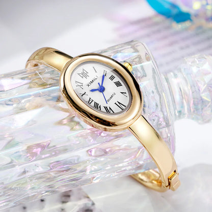 Elegant Oval Roma Dial Women Quartz Watch Fashion Bracelet Strap Ladies Wristwatch Reloj Mujer Girls Clock Gift