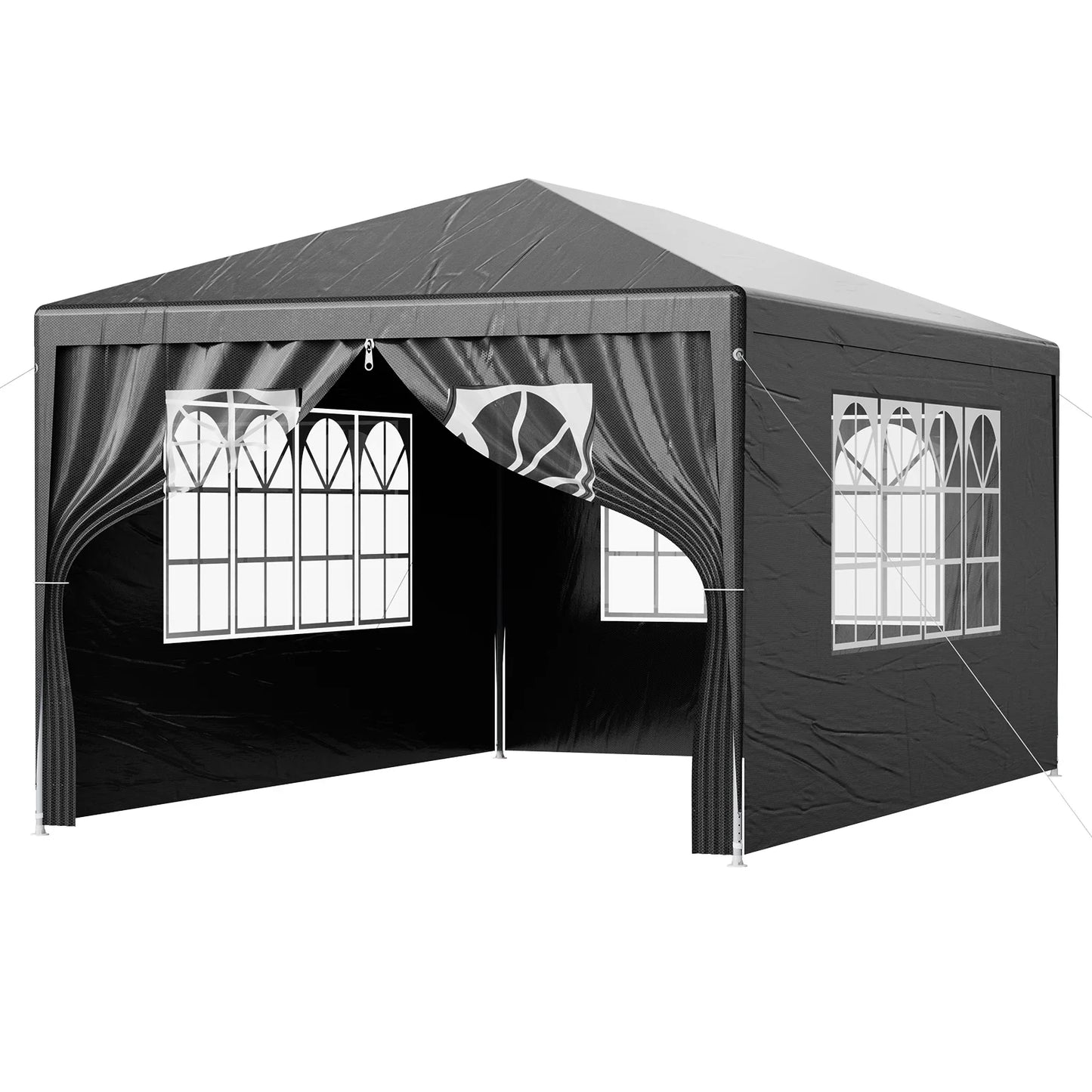 LOEFME 3x4M Enclosed Canopy Tent UV Protection Garden Gazebo Party Tent with Window Panels Zipper Door for Wedding Outdoor