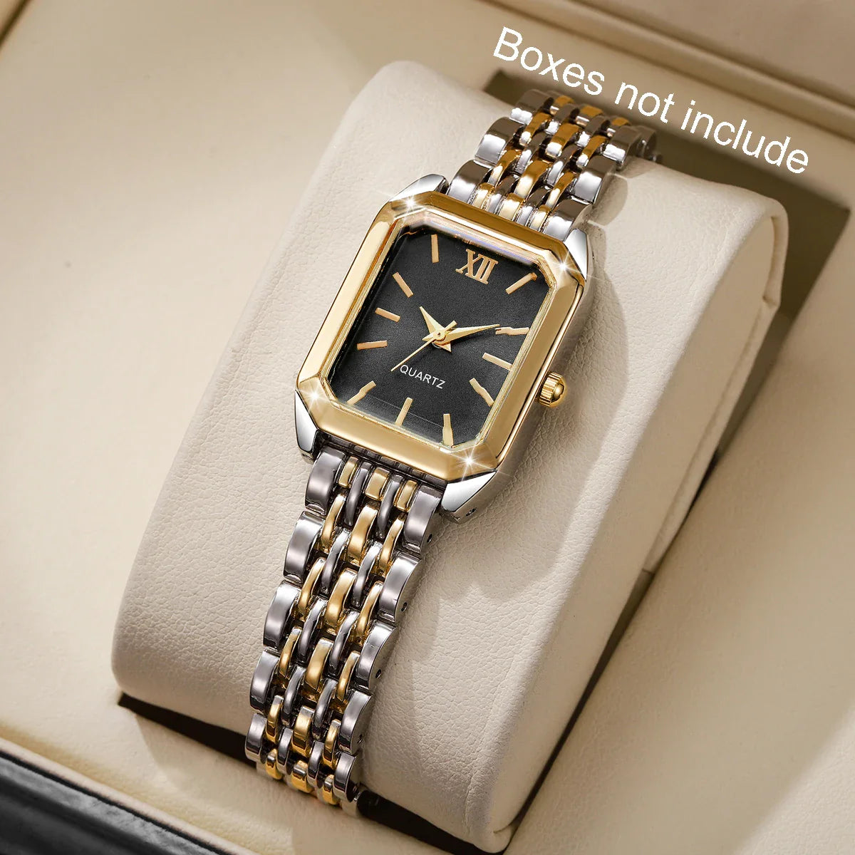 Fashion Mix Gold Women Quartz Watch Ladies Rectangle Roma Dial Wristwatch Reloj Mujer Girls Clock Gift (Without Box)