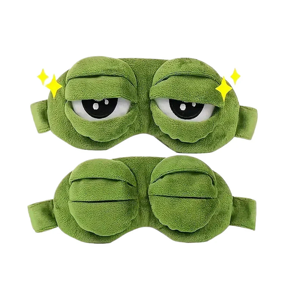 3D Sad Frog Sleep Eye Mask Travel Sleeping Eyeshade Cover Shade Eye Patch For Women Men Soft Portable Blindfold Naptime Eyepatch