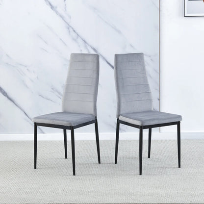BonChoice Set of 2/4/6 Dining Chairs PU Leather/Velvet High Back With Metal Legs For Dining Room Kitchen Restaurant Office