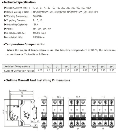GEYA GYM10 AC MCB 2Pole 6A 10A 16A 20A 25A 32A 40A 50A 63A 220V/400V Mini Circuit Breaker C Curve 6KA CE CB Approved