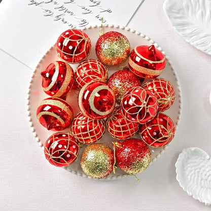 16PCs/Box 6cm Shiny Glitter Christmas Ball Ornaments Shatterproof Christmas Tree Hanging Ornaments Pendants Party Decorations