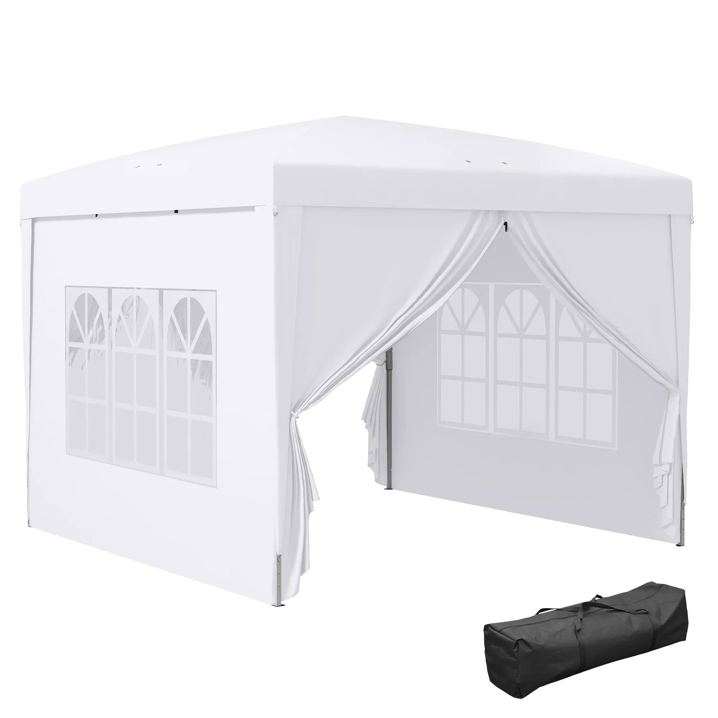 Outsunny 3 x 3(m) Pop Up Gazebo, Water and UV Resistant Party Tent Camping Canopy Marquee with  Carry Bag, Black